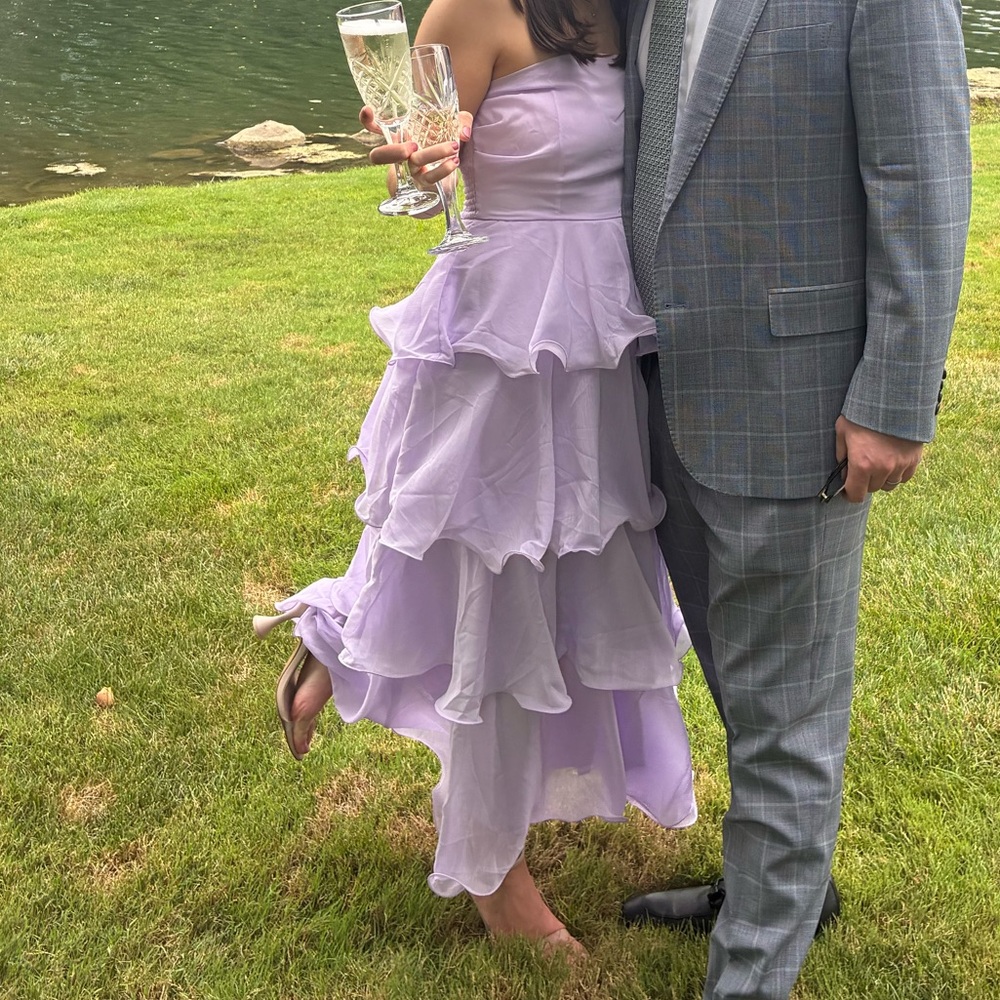 Lavender Strapless Ruffle Dress